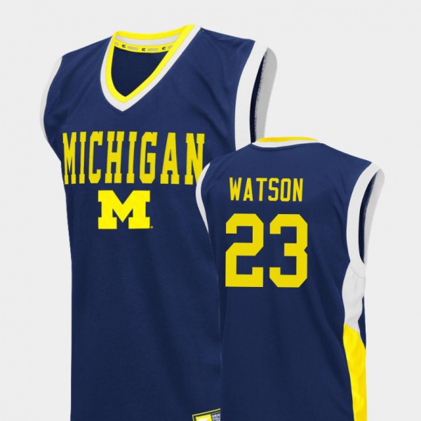 Michigan #23 For Men's Ibi Watson Jersey Blue College Basketball Fadeaway Alumni